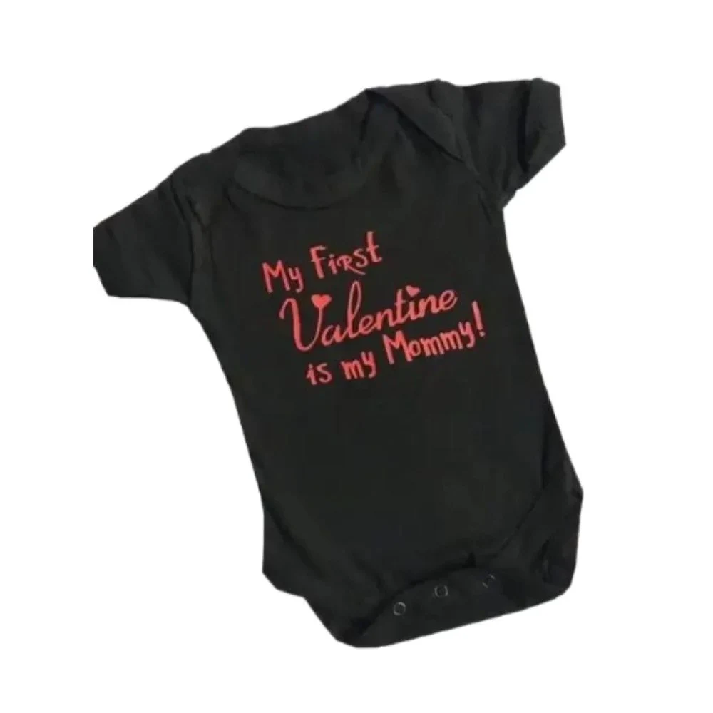 Shop my first Valentine mommy baby romper black